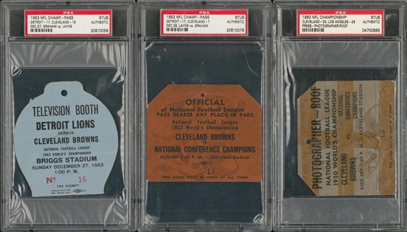 1950s NFL Championship Game Passes Lot Of 3 - 1950, 1952 and 1953